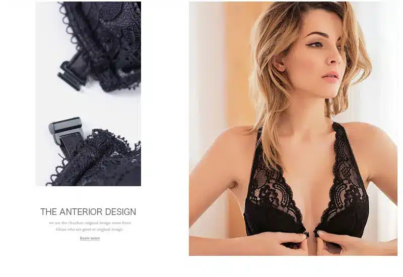 Deep V Lace sexy lingerie temptation female thin beauty back bra set Gather Front buckle breathable thin Set summer 4