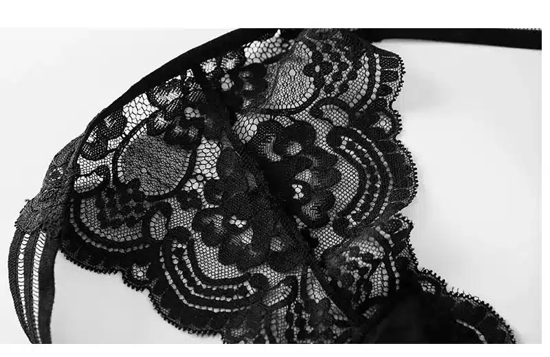 Deep V Lace sexy lingerie temptation female thin beauty back bra set Gather Front buckle breathable thin Set summer 13