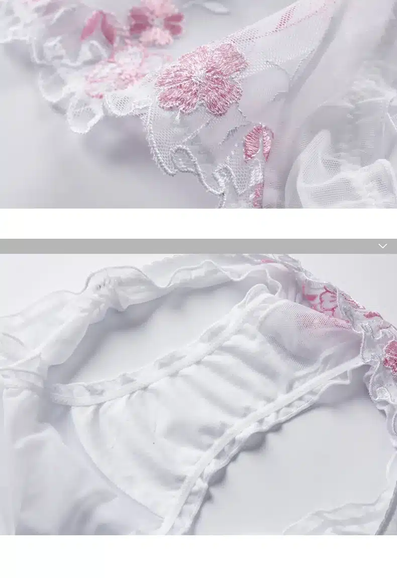 Fashion Embroidery Bras Underwear Women Set Plus Size Lingerie Sexy C D Cup Ultrathin Transparent Bra Panties Lace Bra Set Black 22