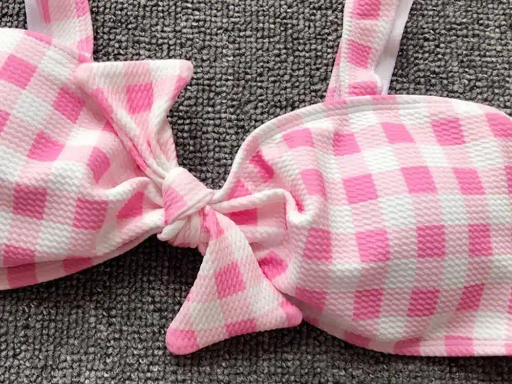 Women's Pink Plaid Swimsuits Sexy Swimming Suit Push Up Bikini May Red Girl Separate Swimwear Female Brazilian Bathing Suits 11