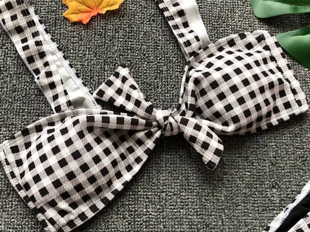Women's Pink Plaid Swimsuits Sexy Swimming Suit Push Up Bikini May Red Girl Separate Swimwear Female Brazilian Bathing Suits 18