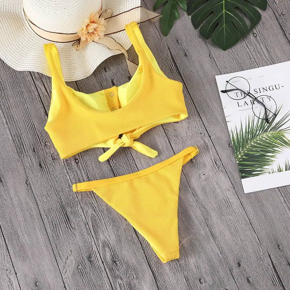 Lefeel 2018 Sexy Two Piece Bikini Set Solid Swimwear Low Waist Swimsuit Women Hot Sale Bikinis Bathing Suit Summer Biquini 30
