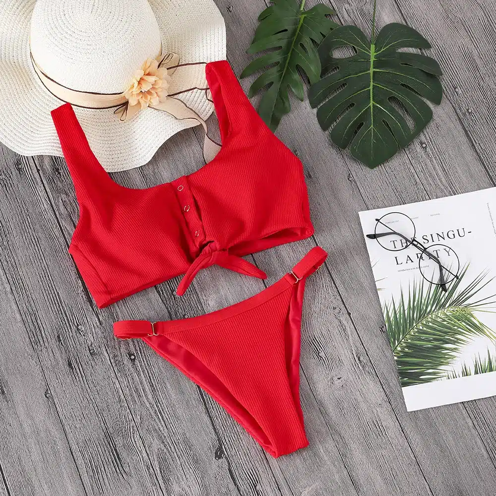 Lefeel 2018 Sexy Two Piece Bikini Set Solid Swimwear Low Waist Swimsuit Women Hot Sale Bikinis Bathing Suit Summer Biquini 33