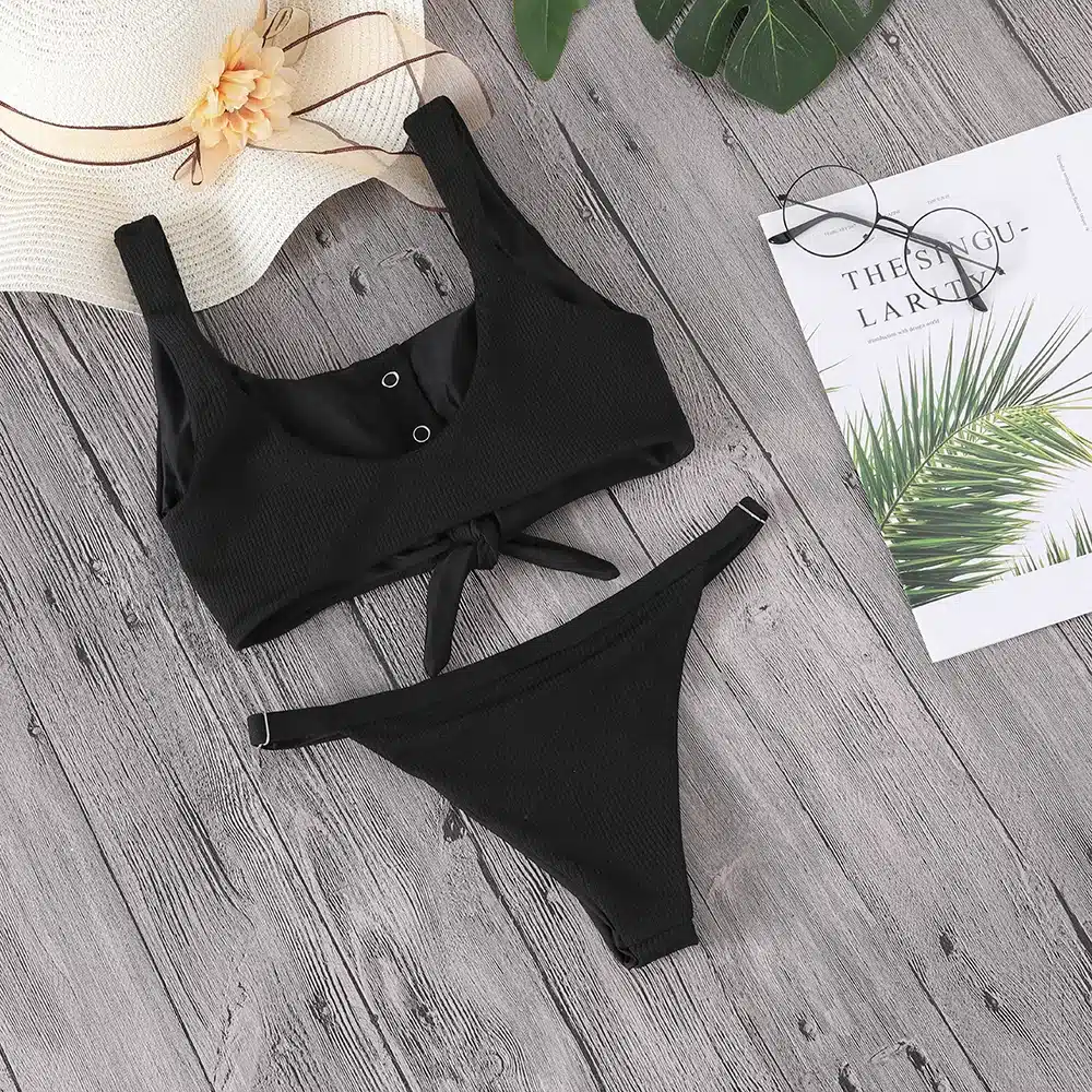 Lefeel 2018 Sexy Two Piece Bikini Set Solid Swimwear Low Waist Swimsuit Women Hot Sale Bikinis Bathing Suit Summer Biquini 38