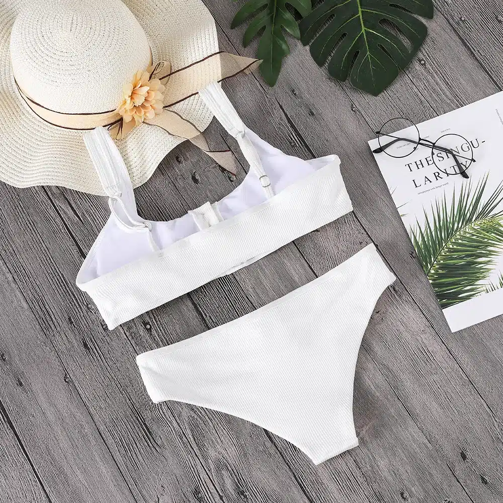 Lefeel 2018 Sexy Two Piece Bikini Set Solid Swimwear Low Waist Swimsuit Women Hot Sale Bikinis Bathing Suit Summer Biquini 42