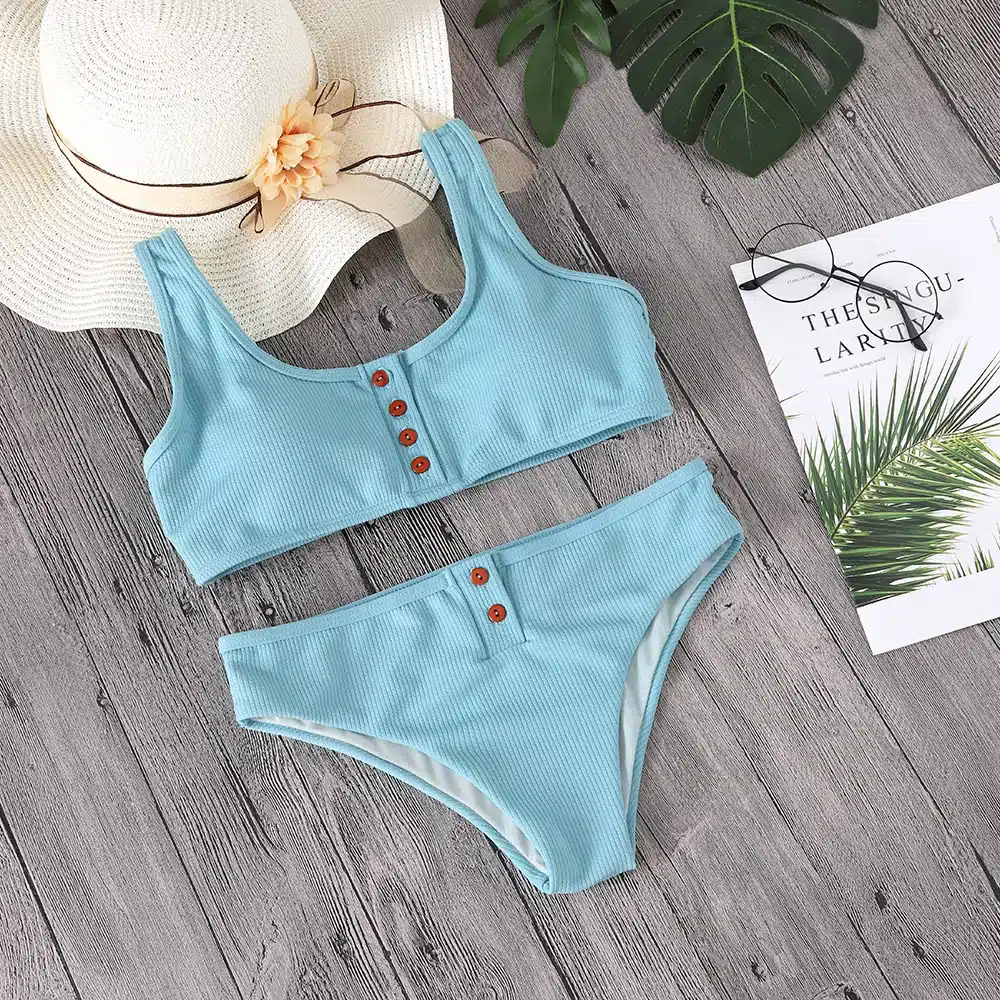 Lefeel 2018 Sexy Two Piece Bikini Set Solid Swimwear Low Waist Swimsuit Women Hot Sale Bikinis Bathing Suit Summer Biquini 49
