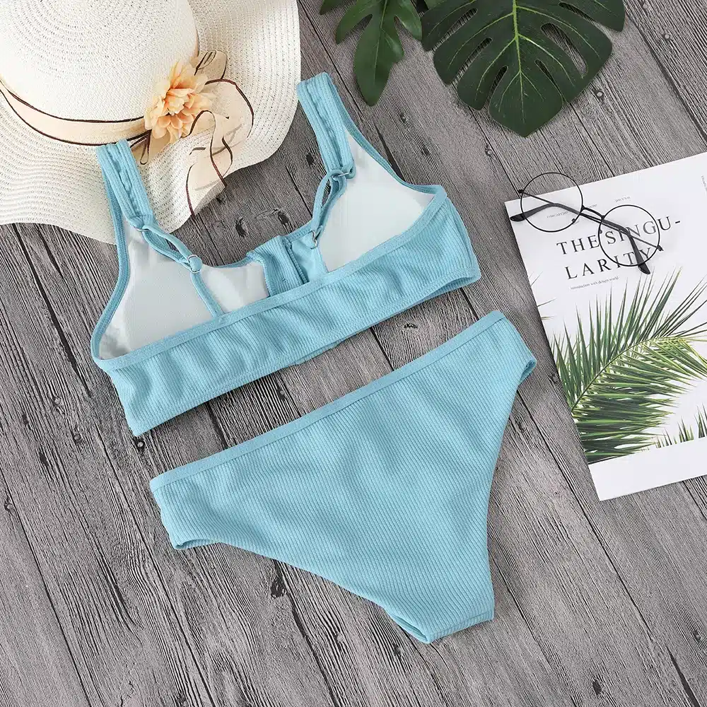 Lefeel 2018 Sexy Two Piece Bikini Set Solid Swimwear Low Waist Swimsuit Women Hot Sale Bikinis Bathing Suit Summer Biquini 50