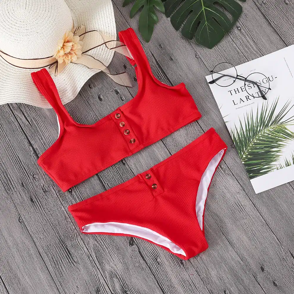 Lefeel 2018 Sexy Two Piece Bikini Set Solid Swimwear Low Waist Swimsuit Women Hot Sale Bikinis Bathing Suit Summer Biquini 53