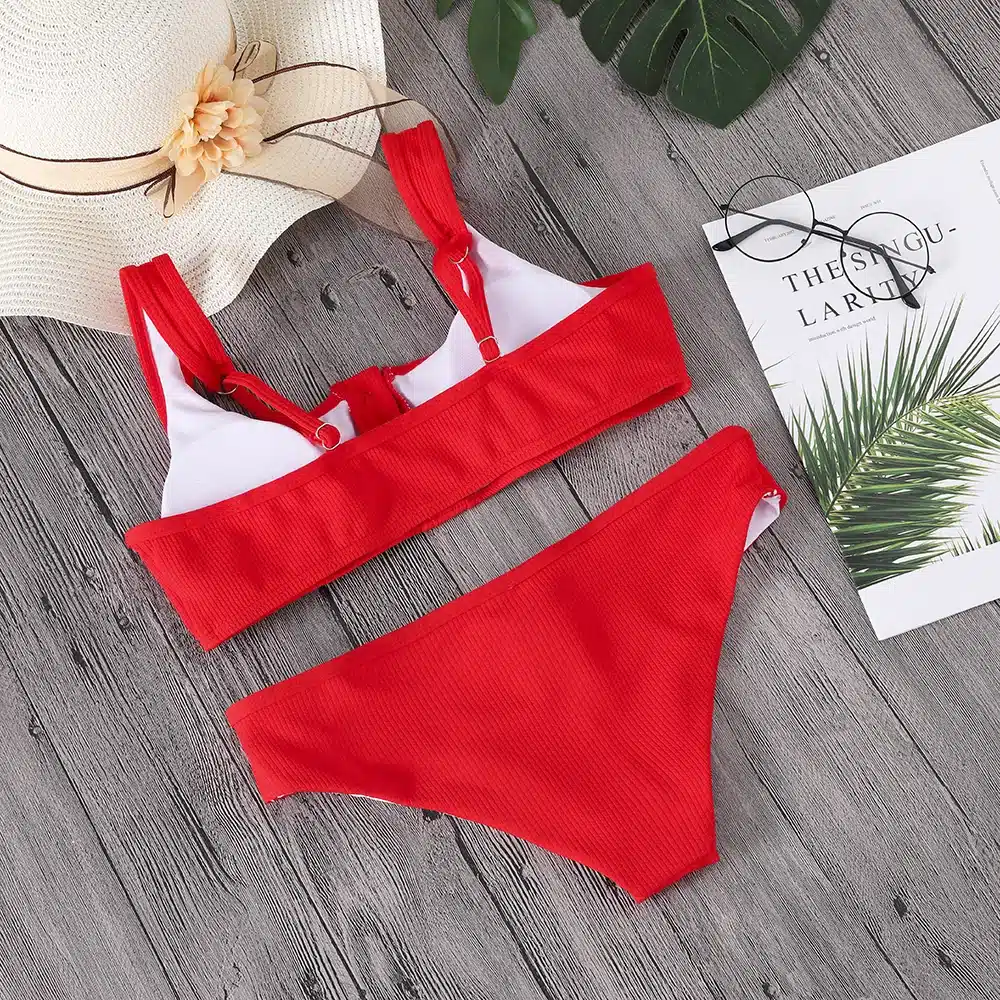 Lefeel 2018 Sexy Two Piece Bikini Set Solid Swimwear Low Waist Swimsuit Women Hot Sale Bikinis Bathing Suit Summer Biquini 54