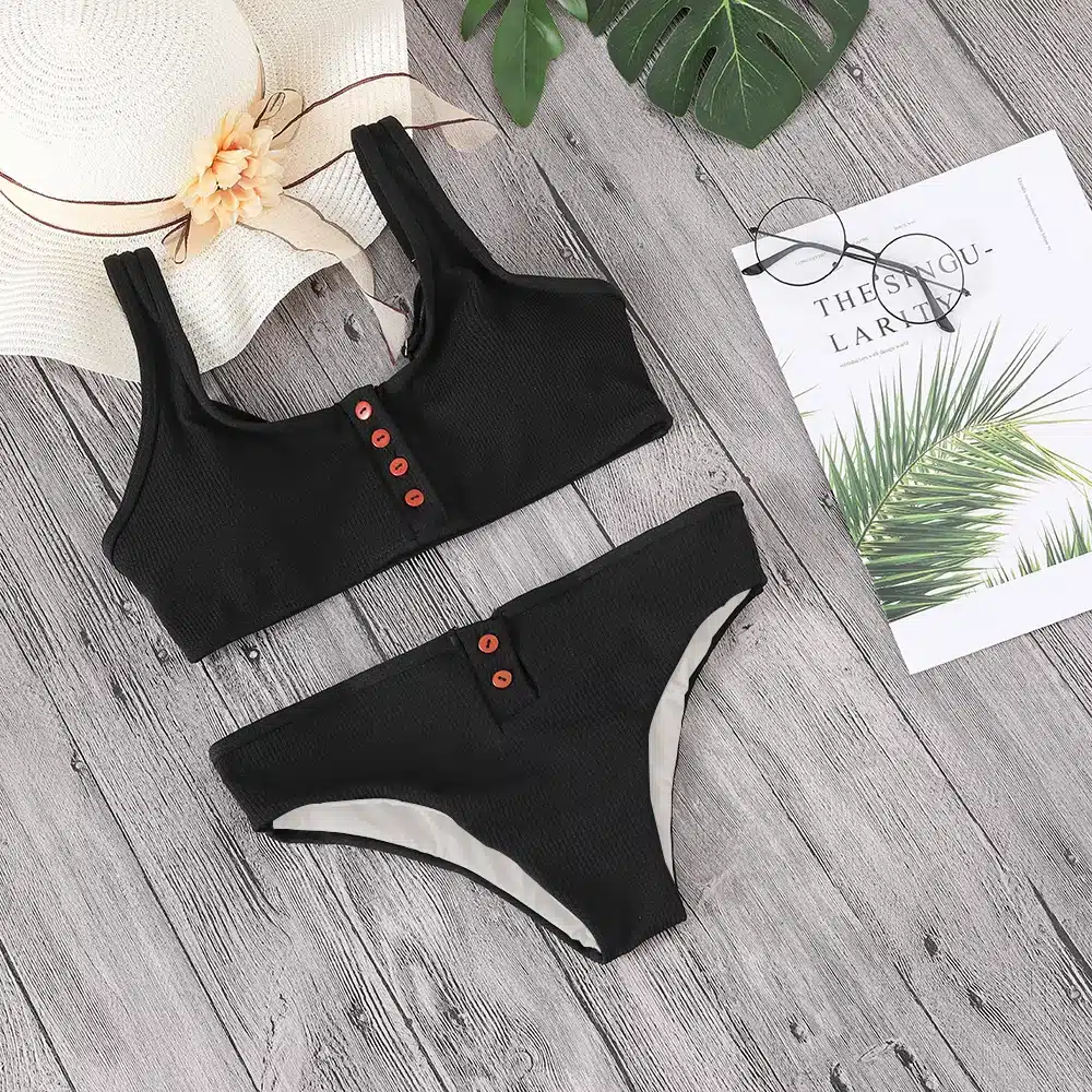 Lefeel 2018 Sexy Two Piece Bikini Set Solid Swimwear Low Waist Swimsuit Women Hot Sale Bikinis Bathing Suit Summer Biquini 57