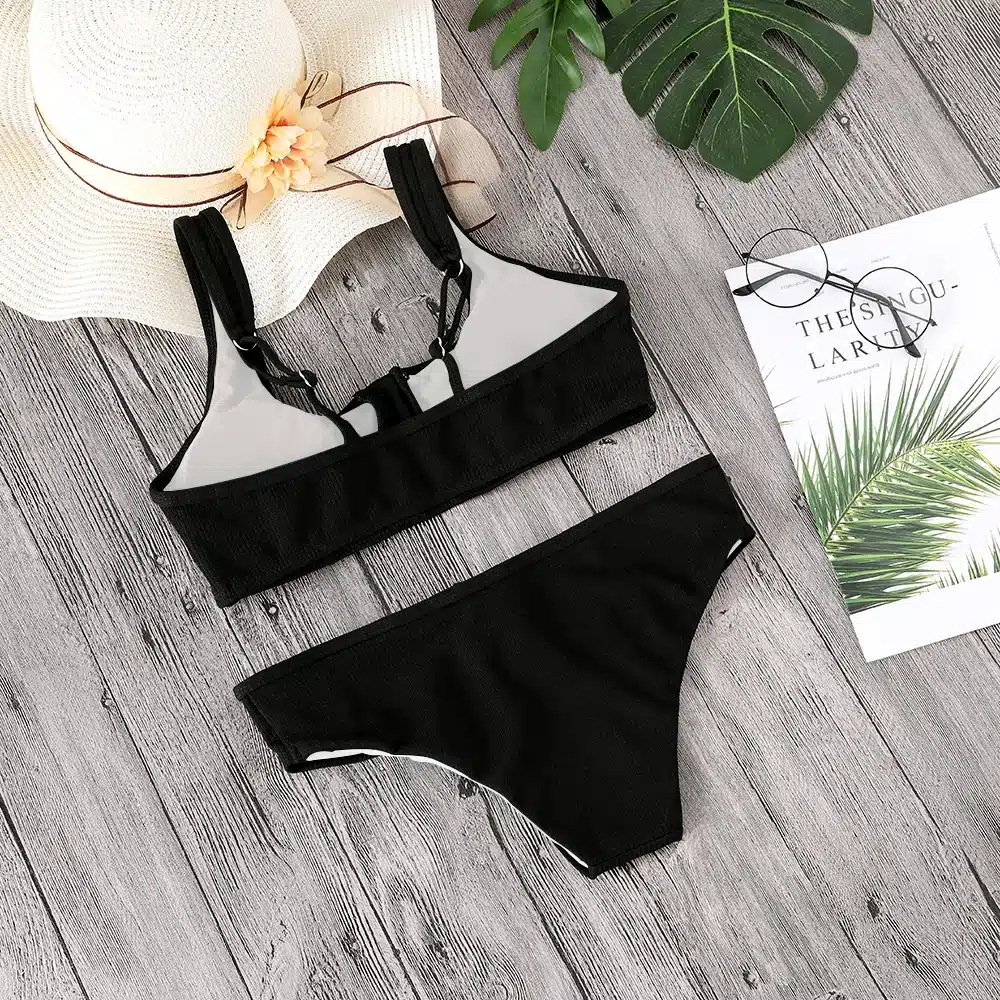 Lefeel 2018 Sexy Two Piece Bikini Set Solid Swimwear Low Waist Swimsuit Women Hot Sale Bikinis Bathing Suit Summer Biquini 58
