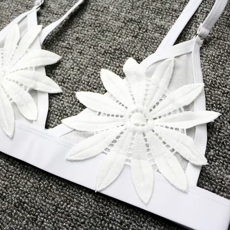 PLAVKY 2018 Sexy White Mesh Embroidered Flower Strappy Biquini Micro Bathing Suit Swimsuit Thong Swimwear Women Brazilian Bikini 20