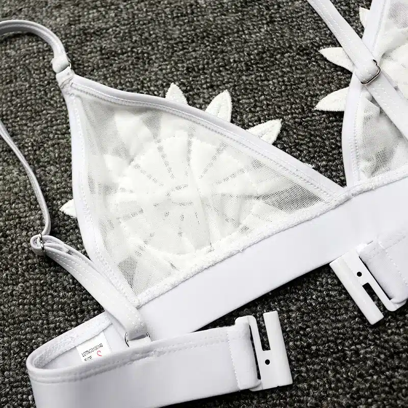 PLAVKY 2018 Sexy White Mesh Embroidered Flower Strappy Biquini Micro Bathing Suit Swimsuit Thong Swimwear Women Brazilian Bikini 21
