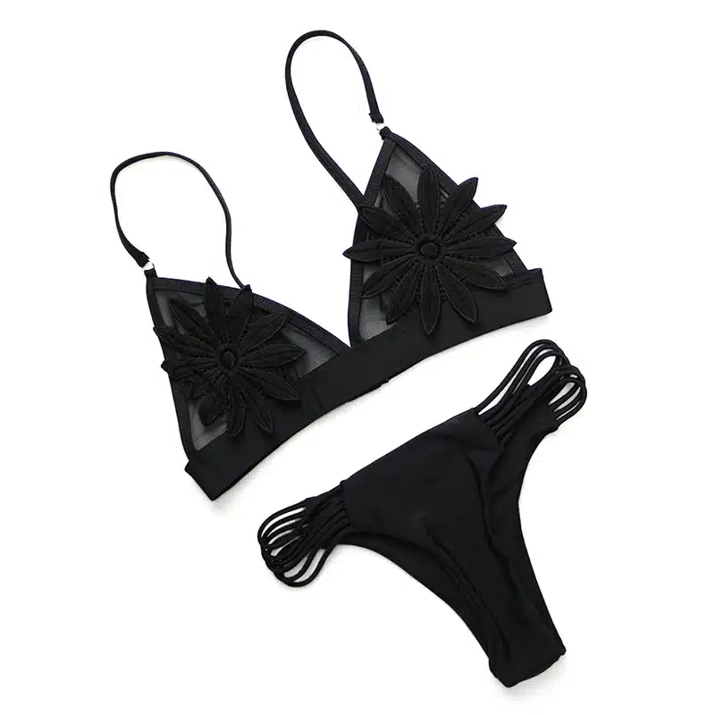 PLAVKY 2018 Sexy White Mesh Embroidered Flower Strappy Biquini Micro Bathing Suit Swimsuit Thong Swimwear Women Brazilian Bikini 23