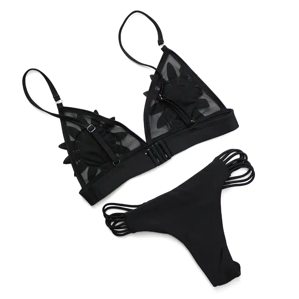 PLAVKY 2018 Sexy White Mesh Embroidered Flower Strappy Biquini Micro Bathing Suit Swimsuit Thong Swimwear Women Brazilian Bikini 24