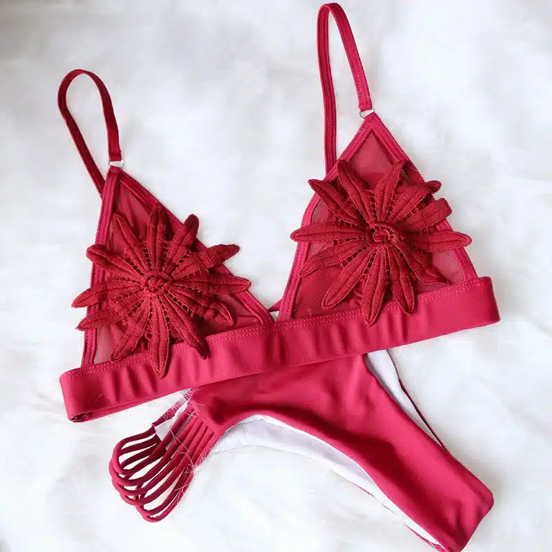 PLAVKY 2018 Sexy White Mesh Embroidered Flower Strappy Biquini Micro Bathing Suit Swimsuit Thong Swimwear Women Brazilian Bikini 28