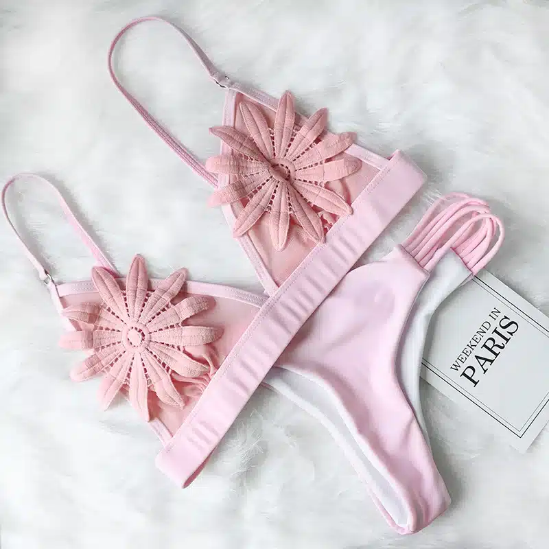 PLAVKY 2018 Sexy White Mesh Embroidered Flower Strappy Biquini Micro Bathing Suit Swimsuit Thong Swimwear Women Brazilian Bikini 29
