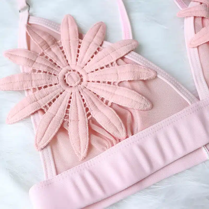 PLAVKY 2018 Sexy White Mesh Embroidered Flower Strappy Biquini Micro Bathing Suit Swimsuit Thong Swimwear Women Brazilian Bikini 30