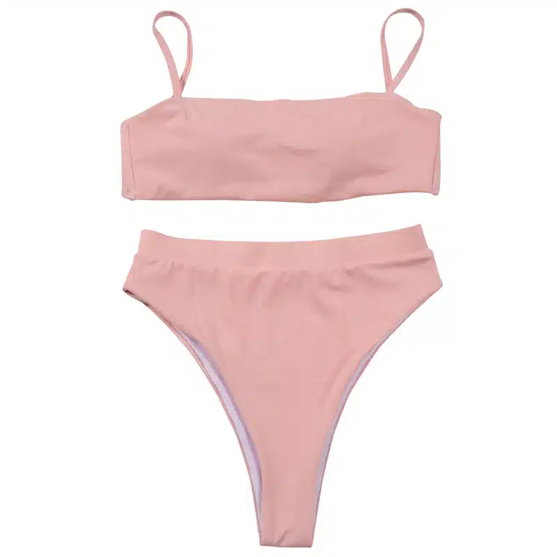 ZTVitality Women Bikinis Solid Bikini 2018 Hot Sale Padded Bra Spaghetti Strap High Waist Sexy Swimsuit Swimwear Women Biquini 21