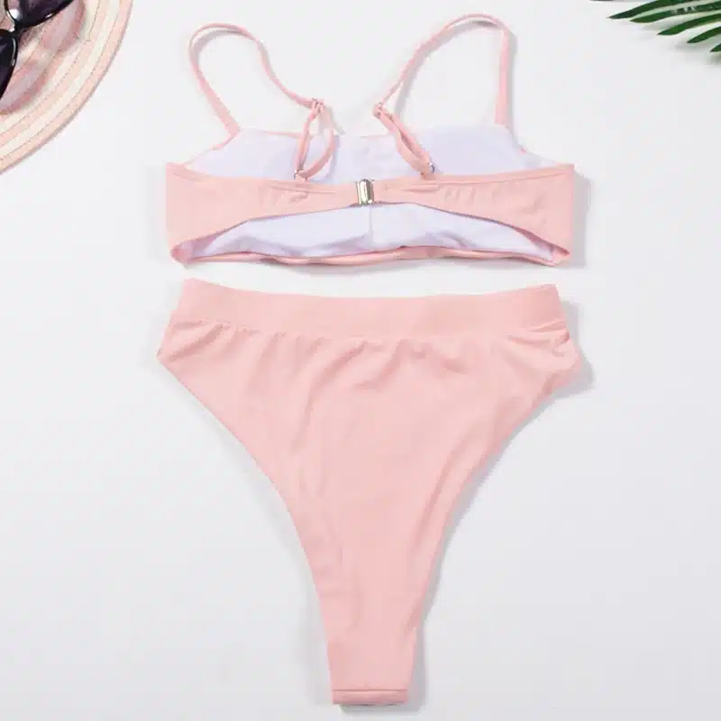 ZTVitality Women Bikinis Solid Bikini 2018 Hot Sale Padded Bra Spaghetti Strap High Waist Sexy Swimsuit Swimwear Women Biquini 22