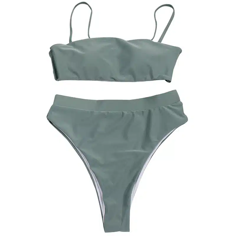 ZTVitality Women Bikinis Solid Bikini 2018 Hot Sale Padded Bra Spaghetti Strap High Waist Sexy Swimsuit Swimwear Women Biquini 24