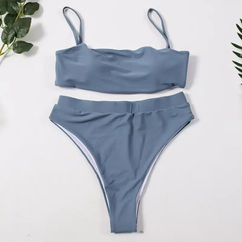 ZTVitality Women Bikinis Solid Bikini 2018 Hot Sale Padded Bra Spaghetti Strap High Waist Sexy Swimsuit Swimwear Women Biquini 26