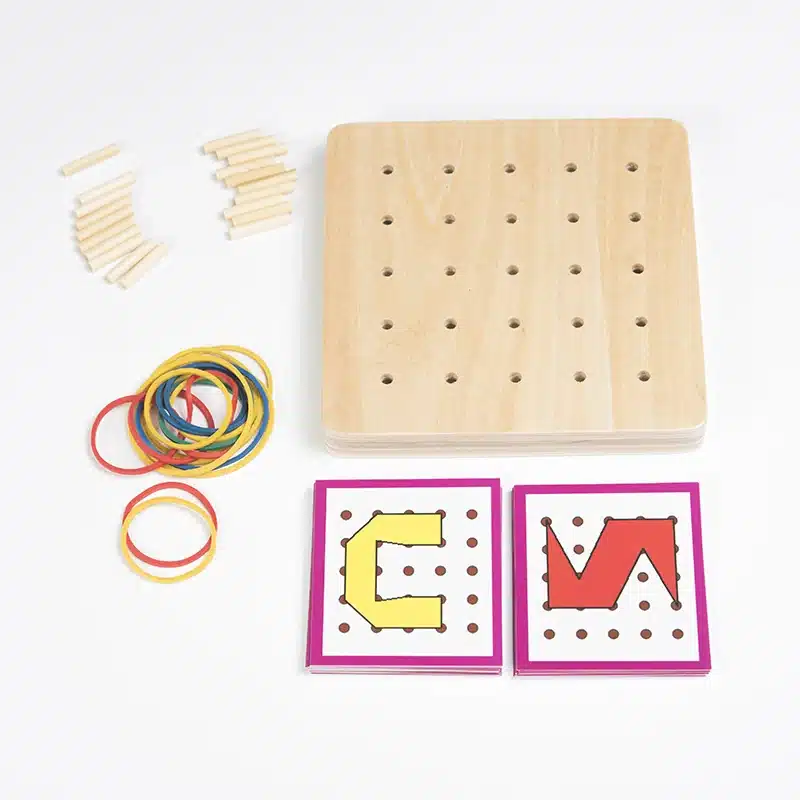 Baby Toy Montessori Creative Graphics Rubber Tie Nail Boards with Cards Childhood Education Preschool Kids Brinquedos Juguetes 1