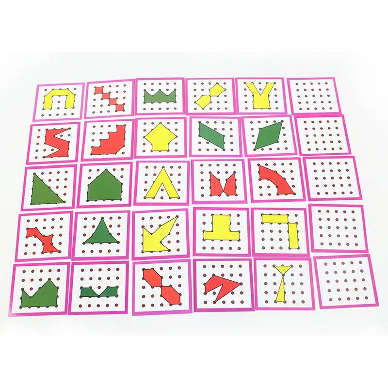 Baby Toy Montessori Creative Graphics Rubber Tie Nail Boards with Cards Childhood Education Preschool Kids Brinquedos Juguetes 5