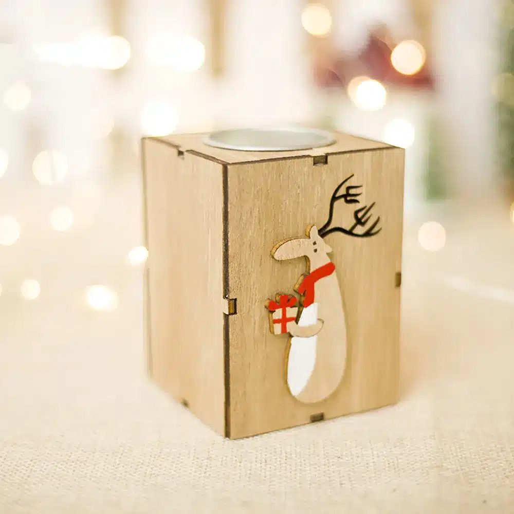 Navidad 2018 Wood Candle Holders Tealight Candlesticks Lantern Vintage Christmas Decorations for Home New Year Party Decor Gifts 14
