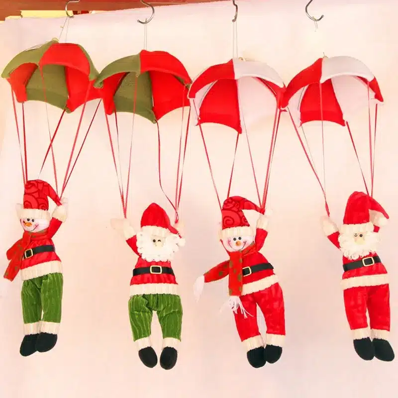 Christmas Home Ceiling Decorations Parachute 24cm Santa Claus Smowman New Year Hanging Pendant Christmas Decoration Supplies 11
