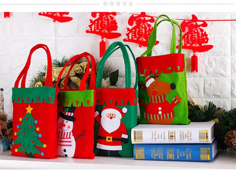 Smiry 1pc Christmas Decoration Supplies For Home Santa Claus Socks Style Christmas Candy Bag Christmas Drop Ornaments 14