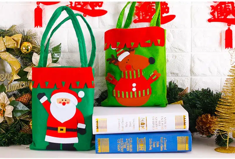 Smiry 1pc Christmas Decoration Supplies For Home Santa Claus Socks Style Christmas Candy Bag Christmas Drop Ornaments 17