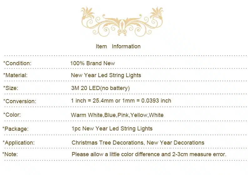 3M 20 LED natal String Fairy Light navidad christmas tree LED Lights Outdoor Garland Christmas decorations for home 10