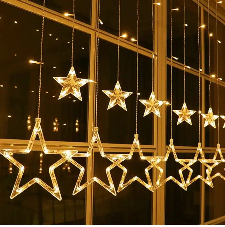 FENGRISE LED String Warm White Christmas Ornaments Fairy Christmas Lights Outdoor Star Garland LED Curtain Party Decoration 11