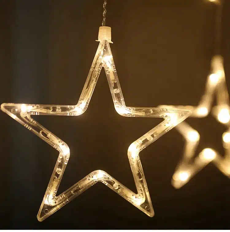 FENGRISE LED String Warm White Christmas Ornaments Fairy Christmas Lights Outdoor Star Garland LED Curtain Party Decoration 18