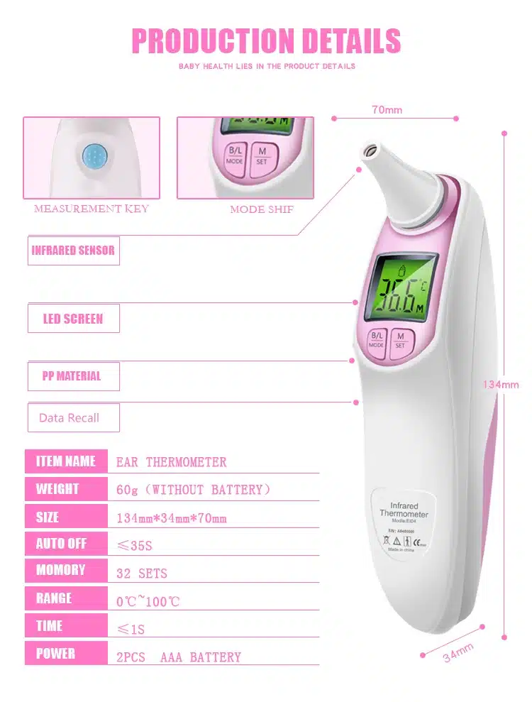 Ear and Forehead Thermometer Professional Precision Infrared Digital Thermometer for Baby Children Adult Medical Thermometer 16