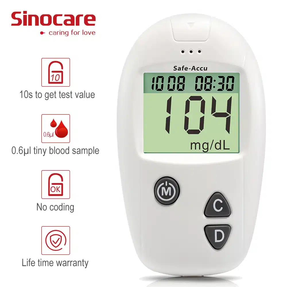 (mg/dL VS mmol/L)Sinocare Safe-Accu Blood Glucose Meter &100 Test Strips Lancet Glm Exact Glucometer Diabetes Tester Sugar Meter 12