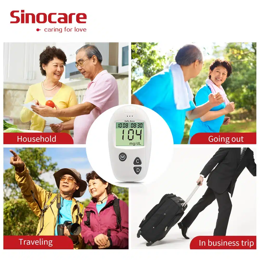 (mg/dL VS mmol/L)Sinocare Safe-Accu Blood Glucose Meter &100 Test Strips Lancet Glm Exact Glucometer Diabetes Tester Sugar Meter 15