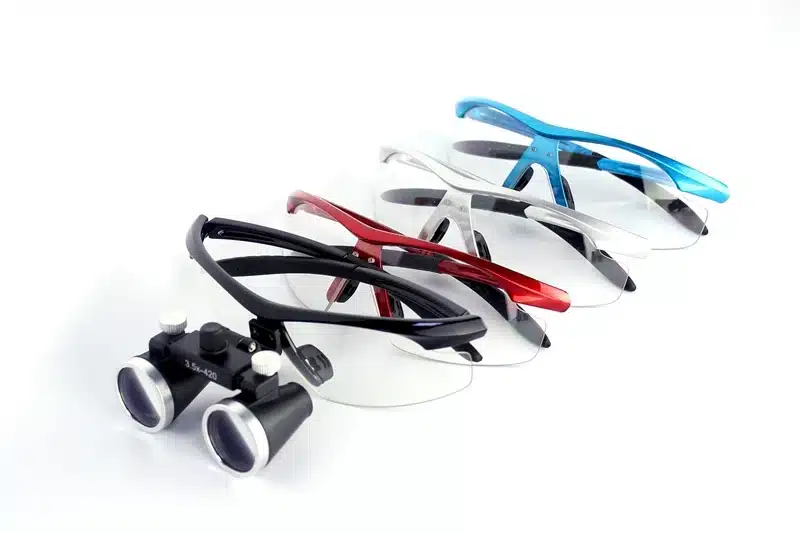 2.5X/3.5X Magnification Binocular Dental Loupe Surgery Surgical Magnifier with Headlight LED Light Medical Operation Loupe 15
