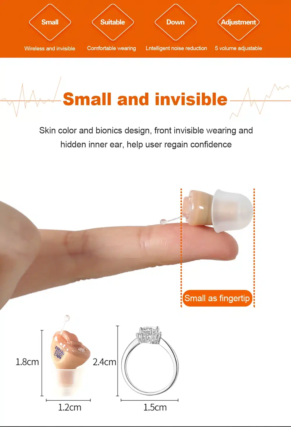 Cofoe a Pair Mini invisible CIC Hearing Aid Enhancer Portable Digital Hearing Aid deaf In The Ear Sound Amplifier Ear Care Tools 22