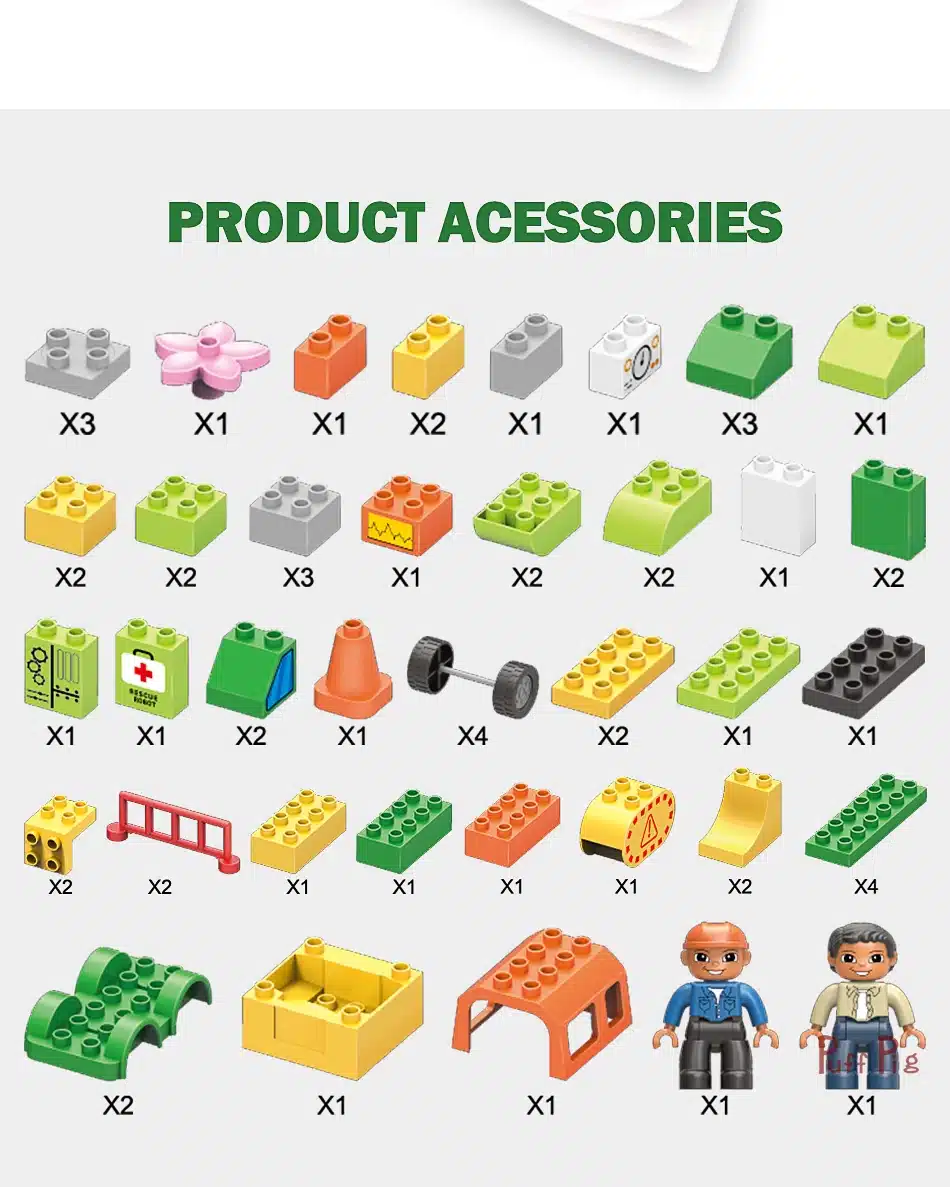 61PCS Medical Ambulance Robot Car Big Size Building Blocks Compatible Legoed Duploe City Bricks Educational Toys For Child Gifts 19