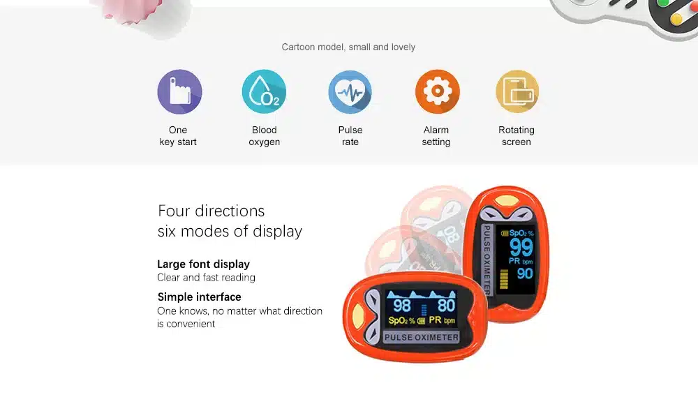 Yongrow Medical Infant Finger Pulse Oximeter Pediatric SpO2 Blood Oxygen Saturation Meter Neonatal children kids Rechargeable 7