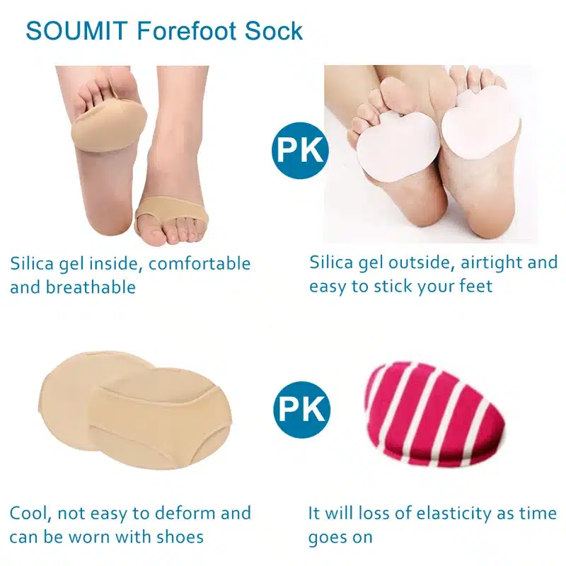 Soumit Comfortable Silicone Gel Half Yard Pads for Relieve Pressure Antislip Protector Relief Foot Pain Antalgic Massage Insoles 21