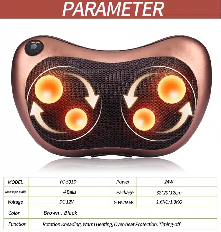 Superman electric shiatsu massage pillow massager neck back cervical car home neck pillow body machine magnetic heat therapy 9