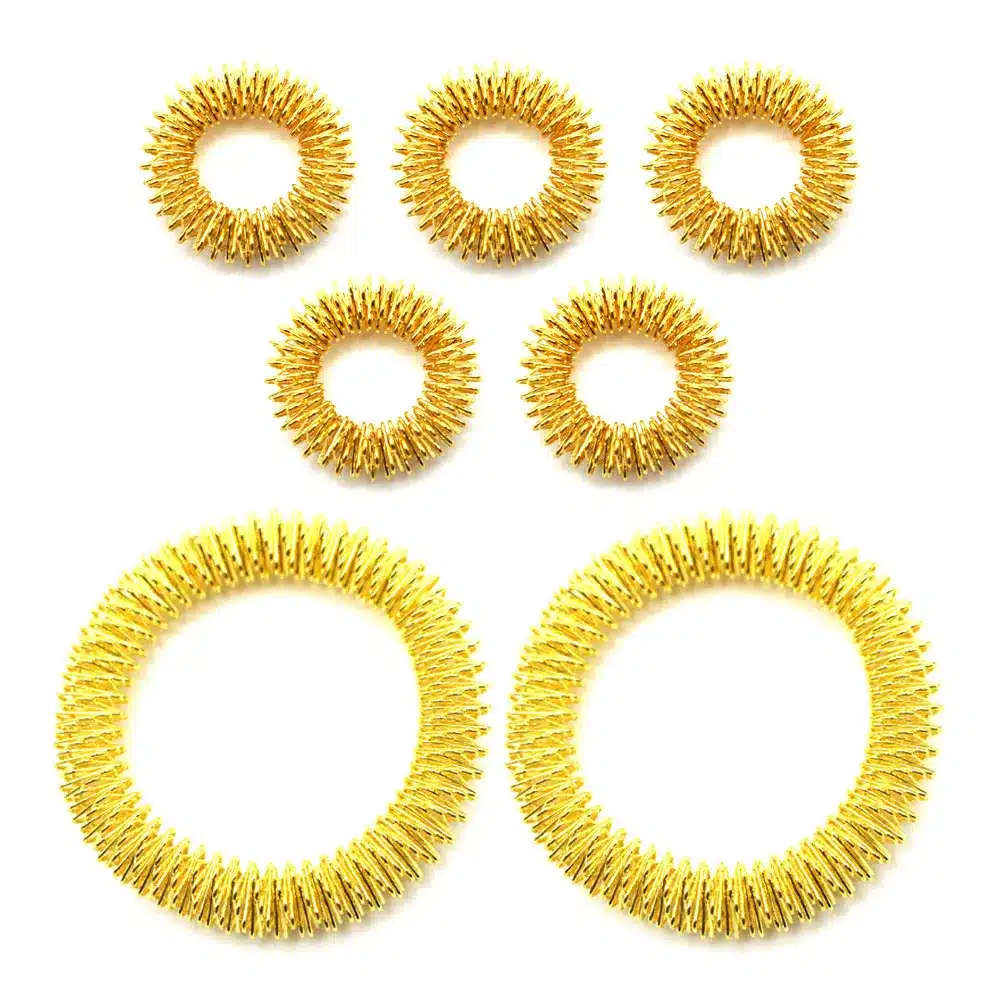 5Pcs Acupressure Massage Rings+ 2Pcs Wrist Massager Rings Acupressure Ring Set Medicine Fidget Finger Ring for Kids Teens Adults 10