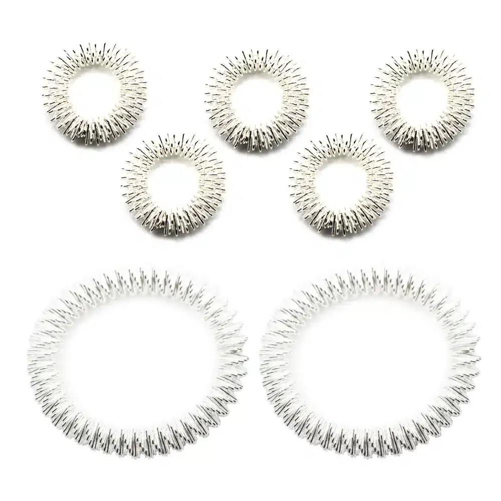 5Pcs Acupressure Massage Rings+ 2Pcs Wrist Massager Rings Acupressure Ring Set Medicine Fidget Finger Ring for Kids Teens Adults 11
