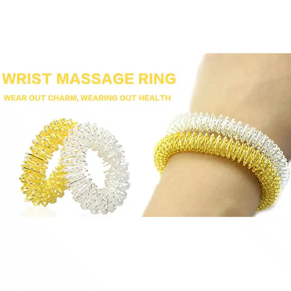 5Pcs Acupressure Massage Rings+ 2Pcs Wrist Massager Rings Acupressure Ring Set Medicine Fidget Finger Ring for Kids Teens Adults 13