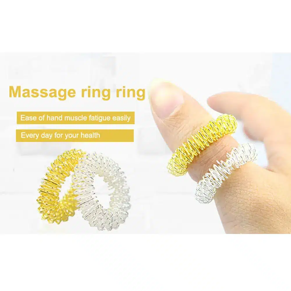 5Pcs Acupressure Massage Rings+ 2Pcs Wrist Massager Rings Acupressure Ring Set Medicine Fidget Finger Ring for Kids Teens Adults 16