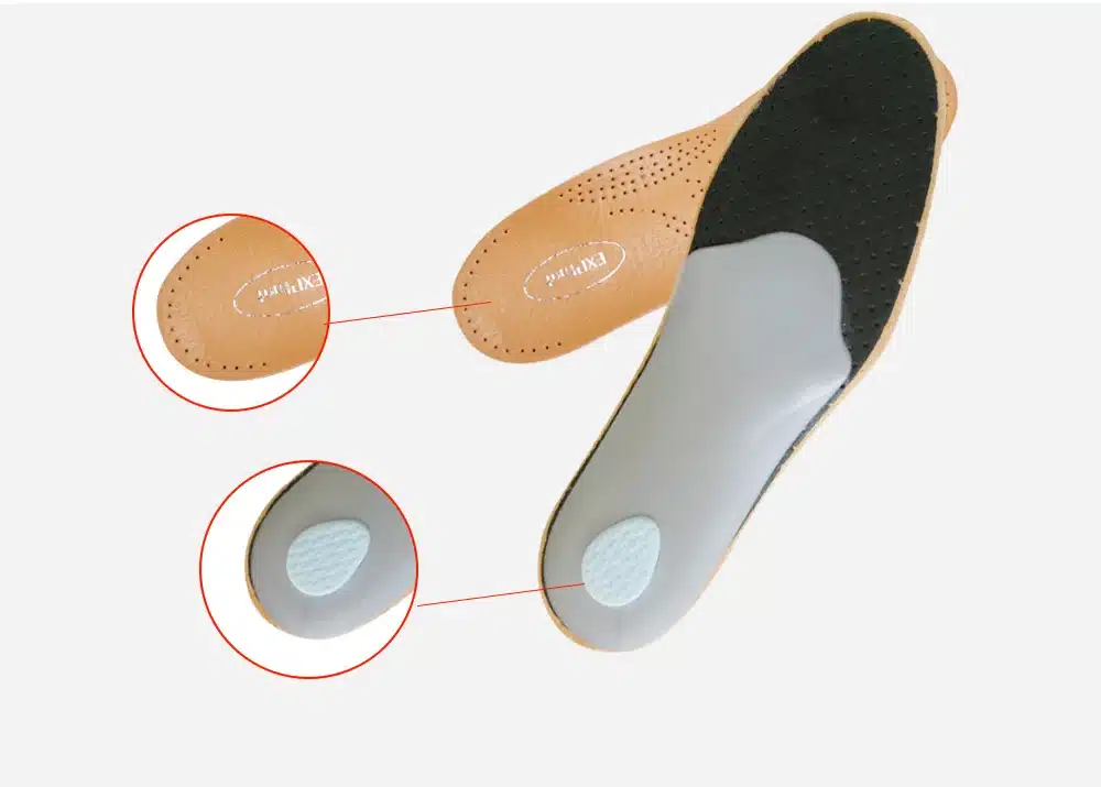 EXPfoot High quality Leather orthotics Insole for Flat Foot Arch Support 25mm orthopedic Silicone Insoles for men and women 25 31