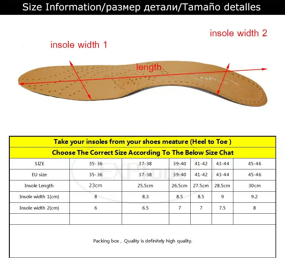 EXPfoot High quality Leather orthotics Insole for Flat Foot Arch Support 25mm orthopedic Silicone Insoles for men and women 25 33